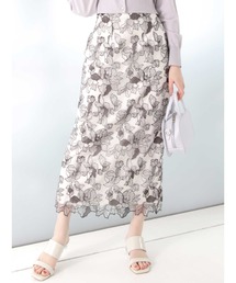 MERCURYDUO | チュールラインフラワーエンブロイダリータイトスカート(スカート)