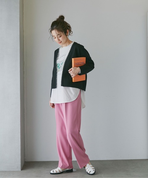 NANO universe（ナノユニバース）の「LB.04/WEB限定 パール付ライトスポンディッシュポケットカーデ（カーディガン/ボレロ・レディース・ブラック/ベージュ/ネイビー/ホワイト/サックスブルー・FREE）」の21枚目の写真