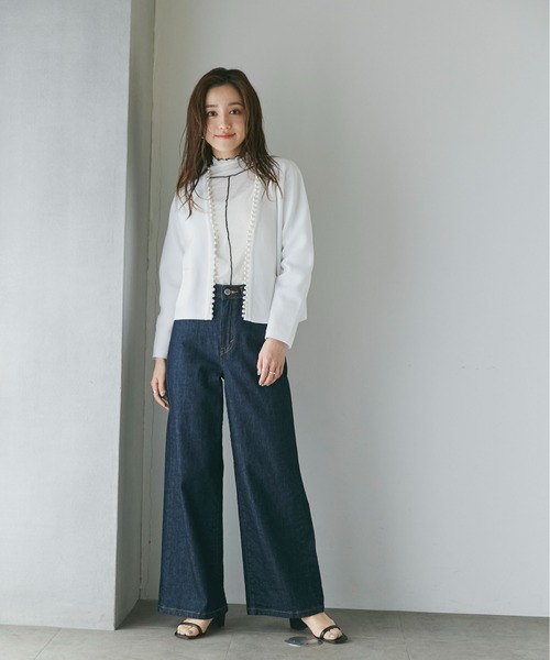 NANO universe（ナノユニバース）の「LB.04/WEB限定 パール付ライトスポンディッシュポケットカーデ（カーディガン/ボレロ・レディース・ブラック/ベージュ/ネイビー/ホワイト/サックスブルー・FREE）」の22枚目の写真