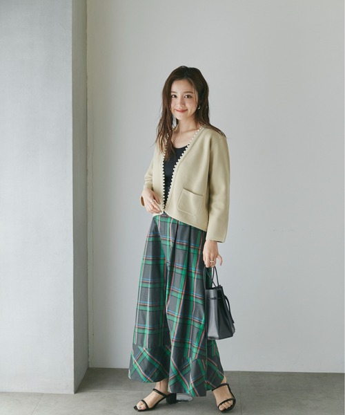 NANO universe（ナノユニバース）の「LB.04/WEB限定 パール付ライトスポンディッシュポケットカーデ（カーディガン/ボレロ・レディース・ブラック/ベージュ/ネイビー/ホワイト/サックスブルー・FREE）」の18枚目の写真