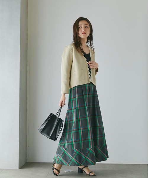 NANO universe（ナノユニバース）の「LB.04/WEB限定 パール付ライトスポンディッシュポケットカーデ（カーディガン/ボレロ・レディース・ブラック/ベージュ/ネイビー/ホワイト/サックスブルー・FREE）」の14枚目の写真