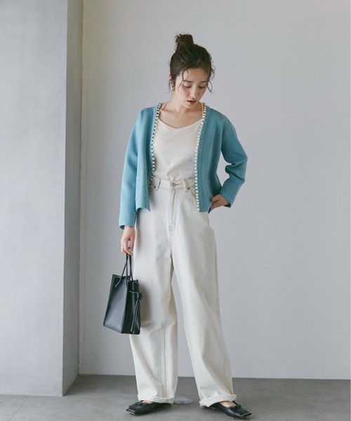 NANO universe（ナノユニバース）の「LB.04/WEB限定 パール付ライトスポンディッシュポケットカーデ（カーディガン/ボレロ・レディース・ブラック/ベージュ/ネイビー/ホワイト/サックスブルー・FREE）」の19枚目の写真