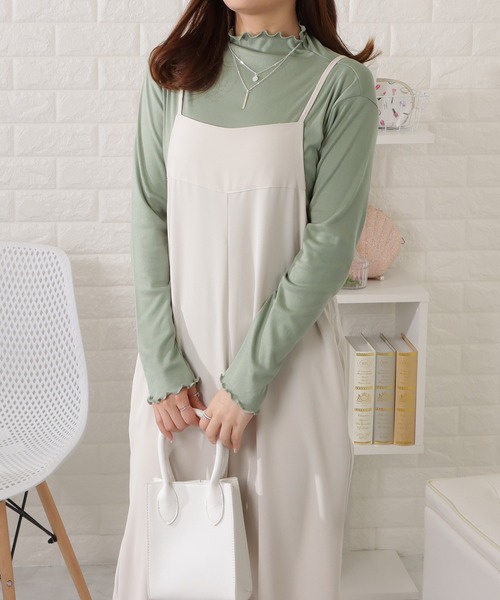 Lace Ladies（レースレディース）の「裏起毛メロウフリルプチハイネック長袖プルオーバー（Tシャツ/カットソー・レディース・ブラック/グリーン/モカ/イエロー/ブルー/ホワイト・FREE/XL）」の4枚目の写真