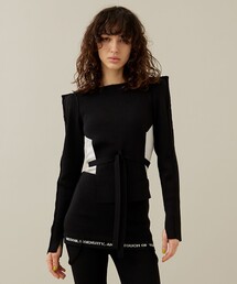 TAN | 【TAN/タン】スクエアショルダーリブトップス(ニット/セーター)