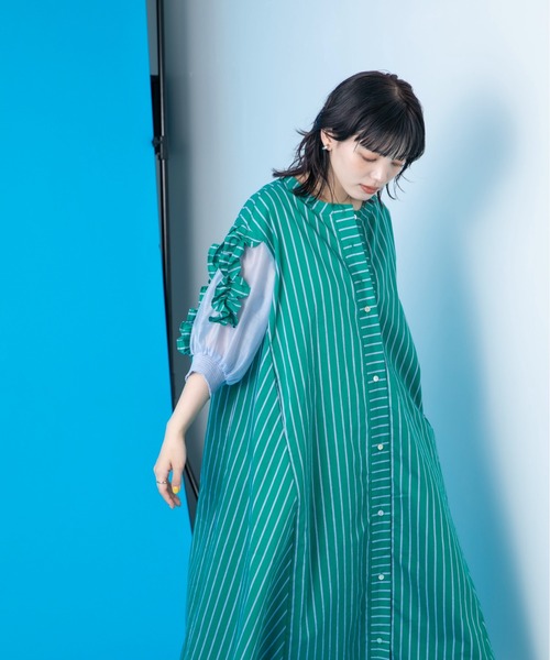 Eimee Law（エイミーロウ）の「フリルスリーブ ストライプシャツ 