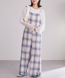 オンブレチェックキャミサロペ