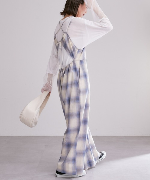 CIAOPANIC TYPY（チャオパニックティピー）の「オンブレチェックキャミサロペ（サロペット/オーバーオール・レディース・イエロー/ブルー・ONE SIZE）」の6枚目の写真