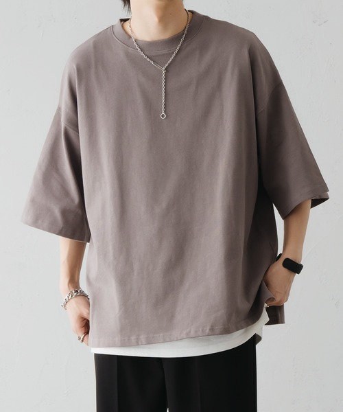 epnok(エプノック)の「サイドスリットベーシックルーズTee(Tシャツ/カットソー・メンズ・ブラック/グレイッシュベージュ/オフホワイト・SMALL/MEDIUM/LARGE)」の3枚目の写真