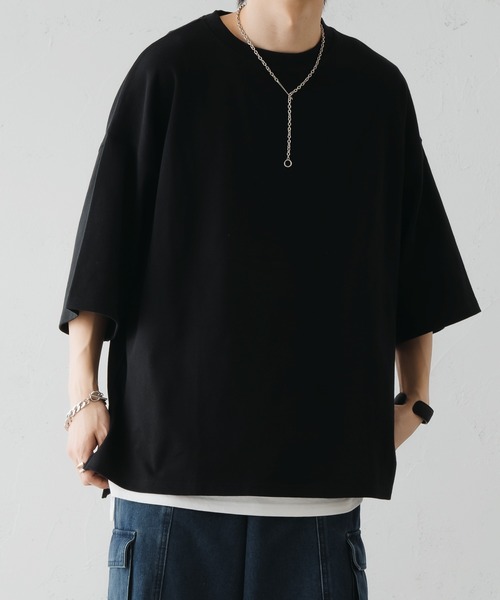 epnok(エプノック)の「サイドスリットベーシックルーズTee(Tシャツ/カットソー・メンズ・ブラック/グレイッシュベージュ/オフホワイト・SMALL/MEDIUM/LARGE)」の2枚目の写真