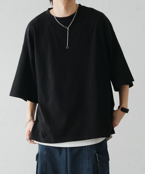 epnok(エプノック)の「サイドスリットベーシックルーズTee(Tシャツ/カットソー・メンズ・ブラック/グレイッシュベージュ/オフホワイト・SMALL/MEDIUM/LARGE)」の5枚目の写真