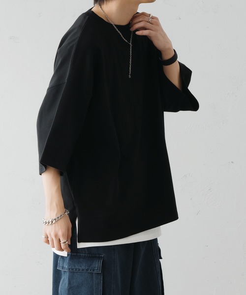 epnok(エプノック)の「サイドスリットベーシックルーズTee(Tシャツ/カットソー・メンズ・ブラック/グレイッシュベージュ/オフホワイト・SMALL/MEDIUM/LARGE)」の6枚目の写真