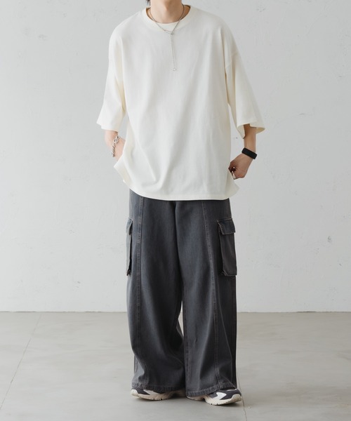 epnok(エプノック)の「サイドスリットベーシックルーズTee(Tシャツ/カットソー・メンズ・ブラック/グレイッシュベージュ/オフホワイト・SMALL/MEDIUM/LARGE)」の19枚目の写真
