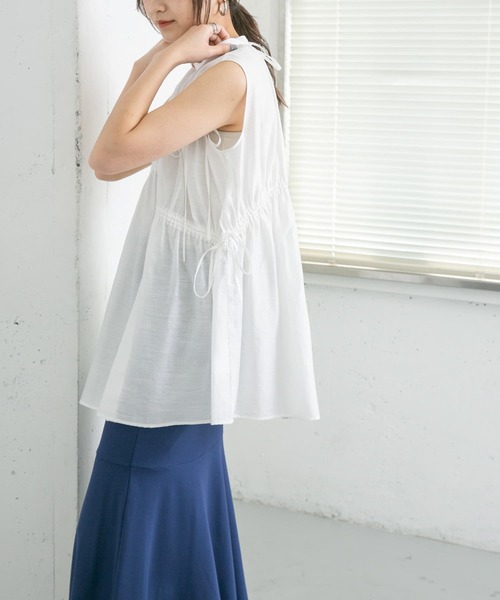 KBF(ケイビーエフ)の「ノースリーブドロストブラウス(シャツ/ブラウス・レディース・ホワイト/ブラック/グリーン・ONE)」の8枚目の写真