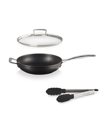 Le Creuset（ルクルーゼ）の「【特別セット】TNS ディープ・フライパン 26cm & ガラスフタ & トングセット（鍋/フライパン）」