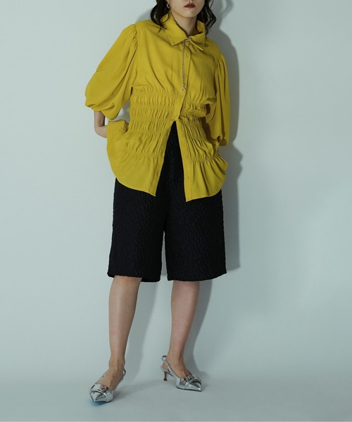 Ezick(エジック)の「Waist shirring シャツブラウス(シャツ/ブラウス・レディース・ブラック/ホワイト/イエロー・FREE)」の20枚目の写真