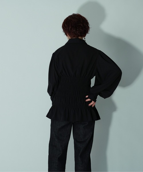 Ezick(エジック)の「Waist shirring シャツブラウス(シャツ/ブラウス・レディース・ブラック/ホワイト/イエロー・FREE)」の11枚目の写真