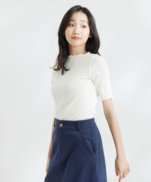 Jayro(ジャイロ)の「ストレッチテレコリブメローカットソー(Tシャツ/カットソー・レディース・チャコールグレー/ブラック/ホワイト系その他/グレー系その他・M)」の3枚目の写真
