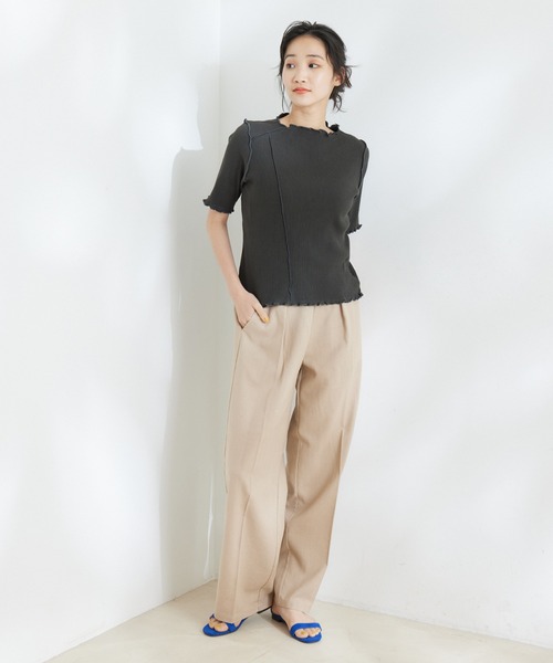 Jayro(ジャイロ)の「ストレッチテレコリブメローカットソー(Tシャツ/カットソー・レディース・チャコールグレー/ブラック/ホワイト系その他/グレー系その他・M)」の13枚目の写真