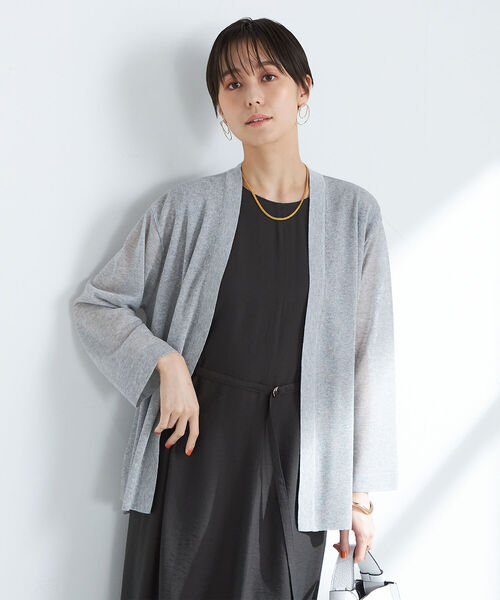 NOLLEY’S(ノーリーズ)の「《手洗い可能》シアー羽織りカーディガン(カーディガン/ボレロ・レディース・アイボリー/ブラック/ライトグレー・38)」の1枚目の写真