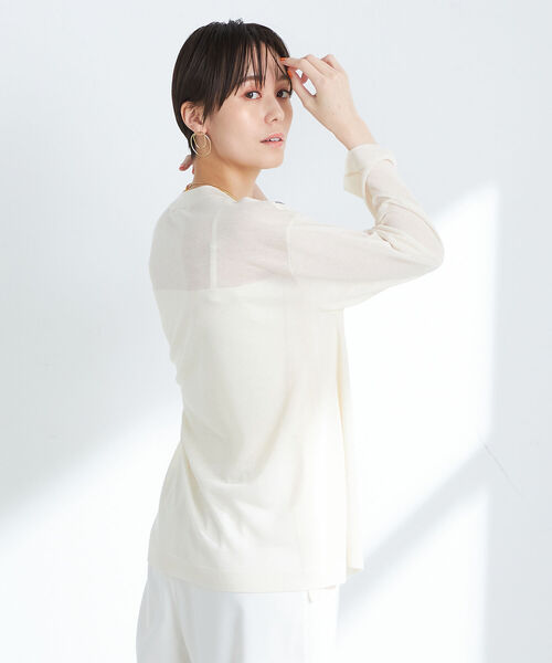NOLLEY’S(ノーリーズ)の「《手洗い可能》シアー羽織りカーディガン(カーディガン/ボレロ・レディース・アイボリー/ブラック/ライトグレー・38)」の8枚目の写真