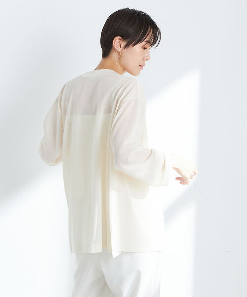 NOLLEY’S(ノーリーズ)の「《手洗い可能》シアー羽織りカーディガン(カーディガン/ボレロ・レディース・アイボリー/ブラック/ライトグレー・38)」の9枚目の写真