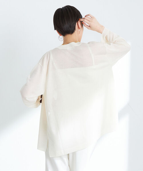 NOLLEY’S(ノーリーズ)の「《手洗い可能》シアー羽織りカーディガン(カーディガン/ボレロ・レディース・アイボリー/ブラック/ライトグレー・38)」の10枚目の写真