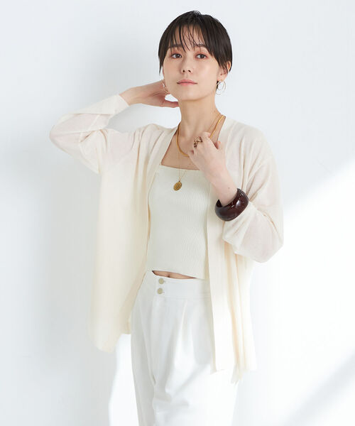 NOLLEY’S(ノーリーズ)の「《手洗い可能》シアー羽織りカーディガン(カーディガン/ボレロ・レディース・アイボリー/ブラック/ライトグレー・38)」の11枚目の写真