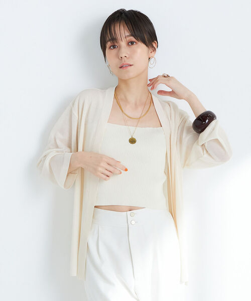 NOLLEY’S(ノーリーズ)の「《手洗い可能》シアー羽織りカーディガン(カーディガン/ボレロ・レディース・アイボリー/ブラック/ライトグレー・38)」の12枚目の写真