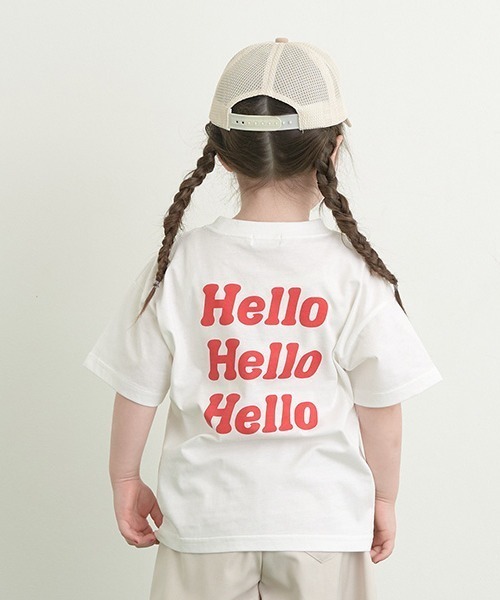 b・ROOM(ビールーム)の「【型崩れしないやわらかコットン】アソートオリジナルロゴプリントTシャツ(Tシャツ/カットソー・キッズ・クリーム/ブルー/アイボリー/グレイッシュベージュ/ライトブルー/ラベンダー・100cm/110cm/120cm/130cm/140cm/150cm)」の2枚目の写真