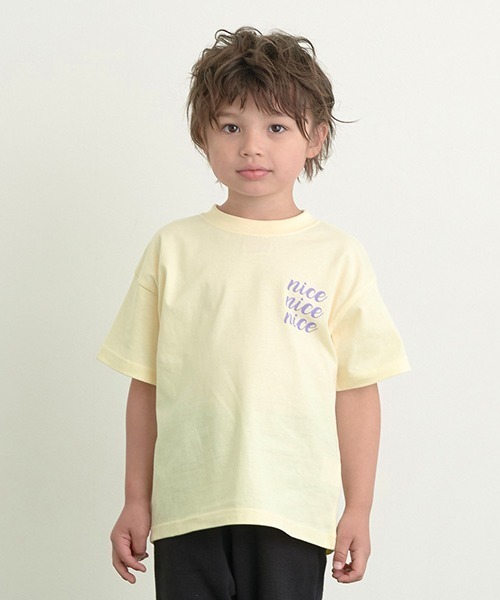 b・ROOM(ビールーム)の「【型崩れしないやわらかコットン】アソートオリジナルロゴプリントTシャツ(Tシャツ/カットソー・キッズ・クリーム/ブルー/アイボリー/グレイッシュベージュ/ライトブルー/ラベンダー・100cm/110cm/120cm/130cm/140cm/150cm)」の3枚目の写真