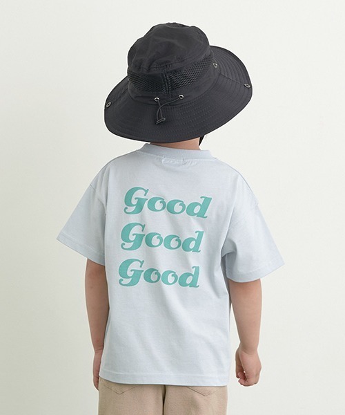b・ROOM(ビールーム)の「【型崩れしないやわらかコットン】アソートオリジナルロゴプリントTシャツ(Tシャツ/カットソー・キッズ・クリーム/ブルー/アイボリー/グレイッシュベージュ/ライトブルー/ラベンダー・100cm/110cm/120cm/130cm/140cm/150cm)」の1枚目の写真