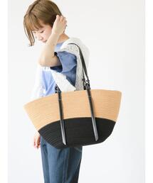 Samansa Mos2 blue | 合皮ハンドルバスケット(ハンドバッグ)