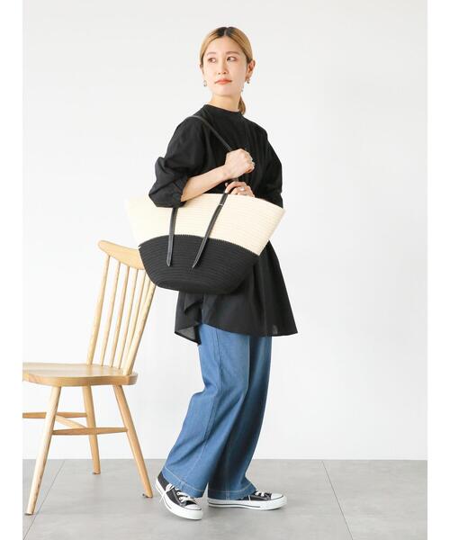 Samansa Mos2 blue（サマンサモスモスブルー）の「合皮ハンドルバスケット（ハンドバッグ・レディース・ベージュ/キナリ・F）」の3枚目の写真