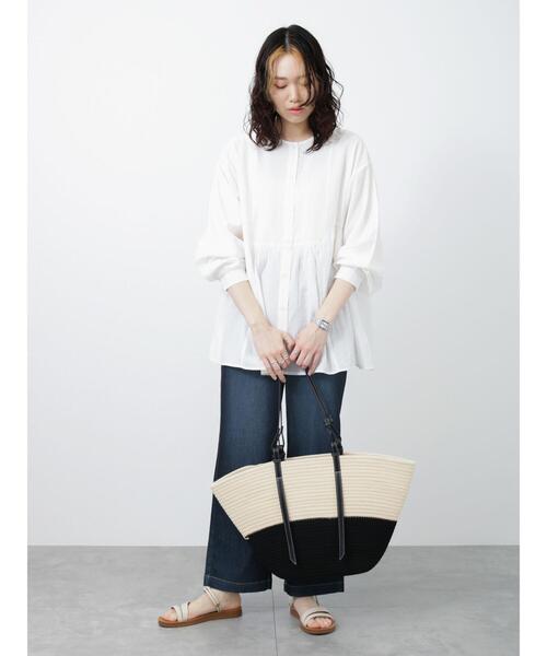 Samansa Mos2 blue（サマンサモスモスブルー）の「合皮ハンドルバスケット（ハンドバッグ・レディース・ベージュ/キナリ・F）」の6枚目の写真