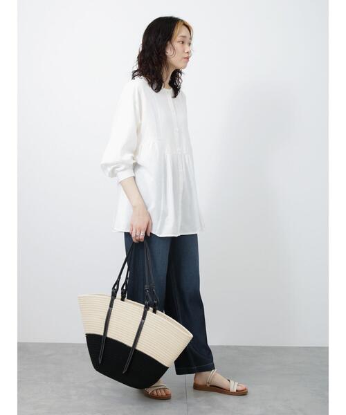 Samansa Mos2 blue（サマンサモスモスブルー）の「合皮ハンドルバスケット（ハンドバッグ・レディース・ベージュ/キナリ・F）」の14枚目の写真