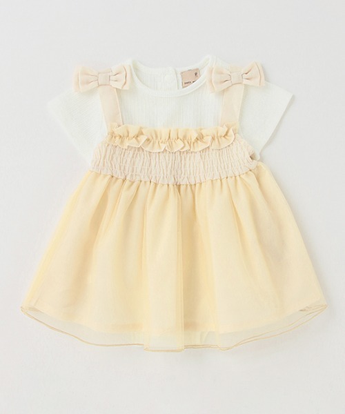 petit main（プティマイン）の「チュールOP半袖ロンパースセット（その他ベビーウェア・キッズ・アイボリー/ライトピンク/ライトブルー・80ｃｍ/70cm）」の3枚目の写真