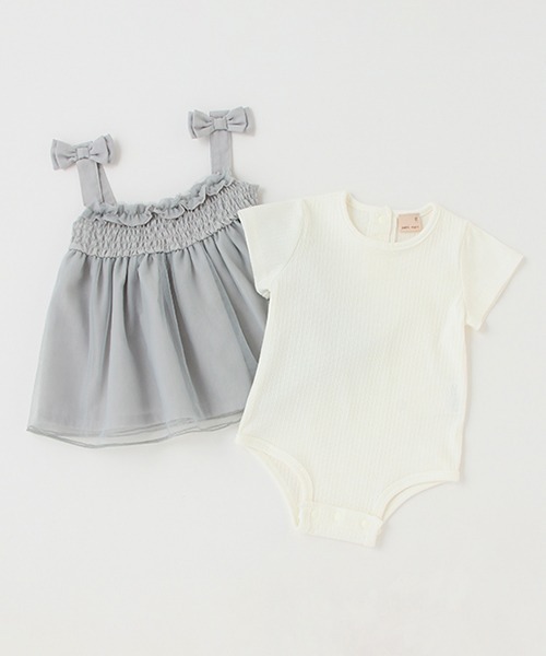 petit main（プティマイン）の「チュールOP半袖ロンパースセット（その他ベビーウェア・キッズ・アイボリー/ライトピンク/ライトブルー・80ｃｍ/70cm）」の16枚目の写真