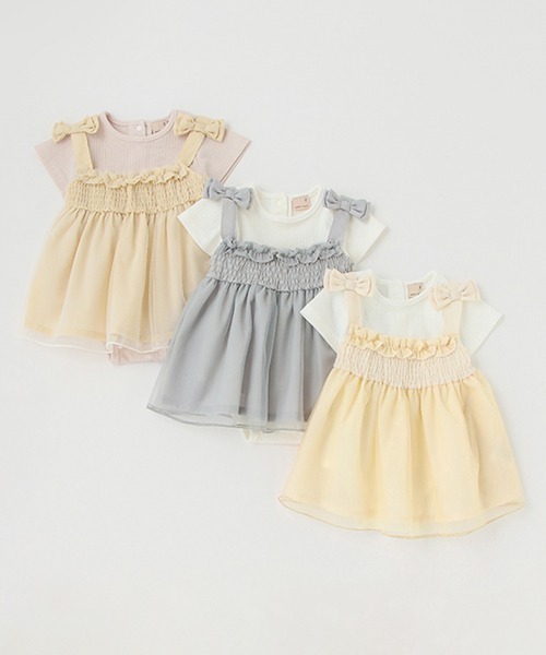 petit main（プティマイン）の「チュールOP半袖ロンパースセット（その他ベビーウェア・キッズ・アイボリー/ライトピンク/ライトブルー・80ｃｍ/70cm）」の15枚目の写真