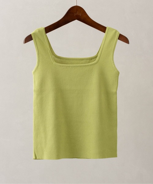 SpRay(スプレイ)の「スクエアネックニットタンクトップ(タンクトップ・レディース・ブラック/イエロー/アイボリー/ホワイト/ブルー系その他/ライトグリーン・FREE)」の5枚目の写真