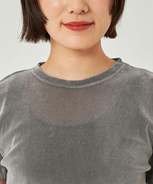 green label relaxing(グリーンレーベルリラクシング)の「シアー ベロア コンパクト Tシャツ(Tシャツ/カットソー・レディース・ライトグレー/ライトブルー/ブラック/ブラウン・FREE)」の12枚目の写真