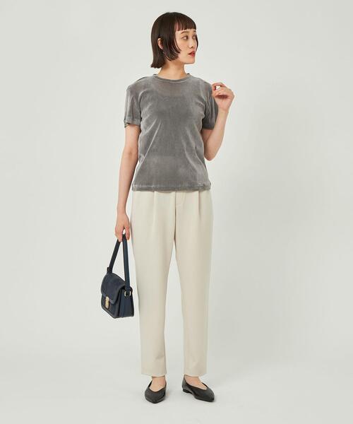 green label relaxing(グリーンレーベルリラクシング)の「シアー ベロア コンパクト Tシャツ(Tシャツ/カットソー・レディース・ライトグレー/ライトブルー/ブラック/ブラウン・FREE)」の17枚目の写真