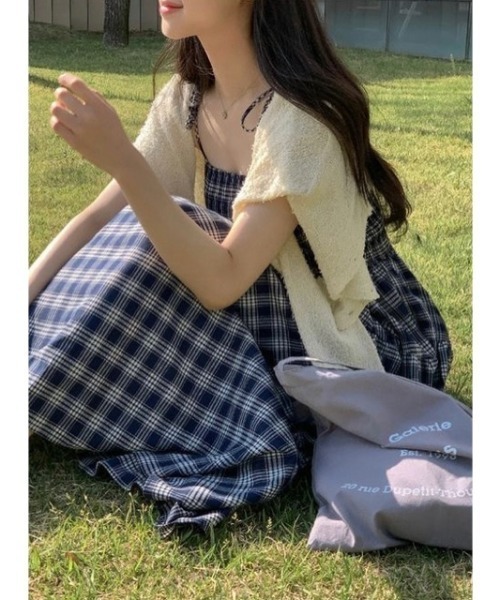 LADY LIKE（レディライク）の「チェック柄シャーリングキャミワンピース（ワンピース・レディース・レッド/ベージュ/ネイビー・M）」の20枚目の写真