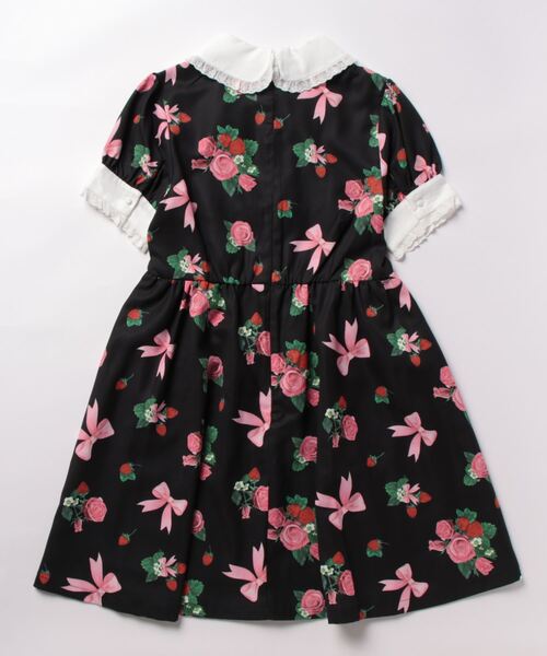 Ank Rouge（アンクルージュ）の「ストロベリーローズプリントワンピース（ワンピース・レディース・ピンク/ブラック/アイボリー・M）」の4枚目の写真