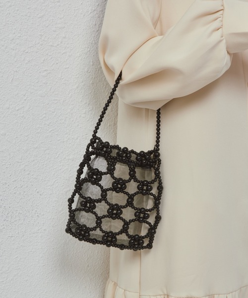 LA VORAGINE（ラ ヴォラジネ）の「ビーズミニハンドバッグ クラッチバッグ 結婚式 入学式 卒業式 成人式 パーティー セレモニー（クラッチバッグ・レディース・クリア/ホワイト/シルバー/グリーン/ブラック・FREE）」の2枚目の写真