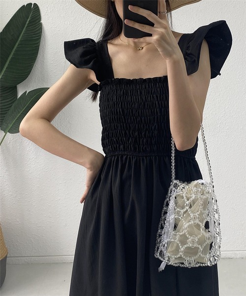 LA VORAGINE（ラ ヴォラジネ）の「ビーズミニハンドバッグ クラッチバッグ 結婚式 入学式 卒業式 成人式 パーティー セレモニー（クラッチバッグ・レディース・クリア/ホワイト/シルバー/グリーン/ブラック・FREE）」の12枚目の写真