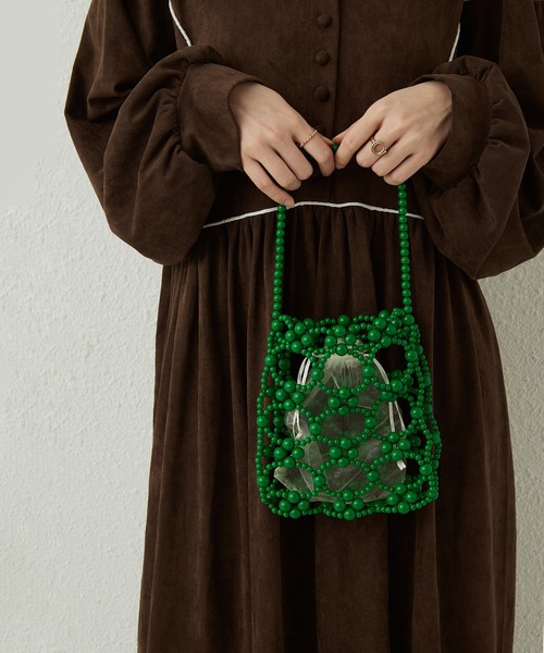 LA VORAGINE（ラ ヴォラジネ）の「ビーズミニハンドバッグ クラッチバッグ 結婚式 入学式 卒業式 成人式 パーティー セレモニー（クラッチバッグ・レディース・クリア/ホワイト/シルバー/グリーン/ブラック・FREE）」の16枚目の写真