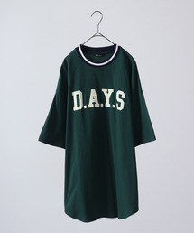 ラインリブ半袖プリントTシャツ