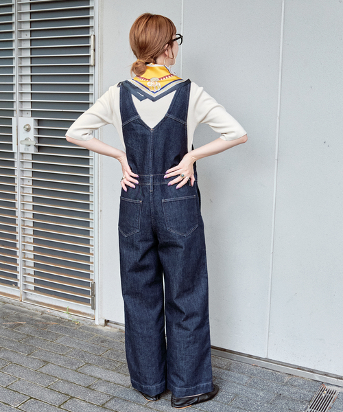 【美品】BC.STOCK リーンフレアーオーバーオール デニム B.C STOCK（ベーセーストック）の「リーンフレアOVERALL