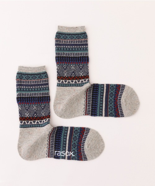 rasox（ラソックス）の「rasox（ラソックス）／　フェアアイル・コットン（ソックス/靴下・メンズ・ブルー/レッド/ブラウン・SMALL/LARGE/MEDIUM）」の2枚目の写真