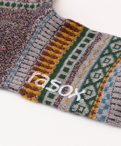 rasox（ラソックス）の「rasox（ラソックス）／　フェアアイル・コットン（ソックス/靴下・メンズ・ブルー/レッド/ブラウン・SMALL/LARGE/MEDIUM）」の4枚目の写真